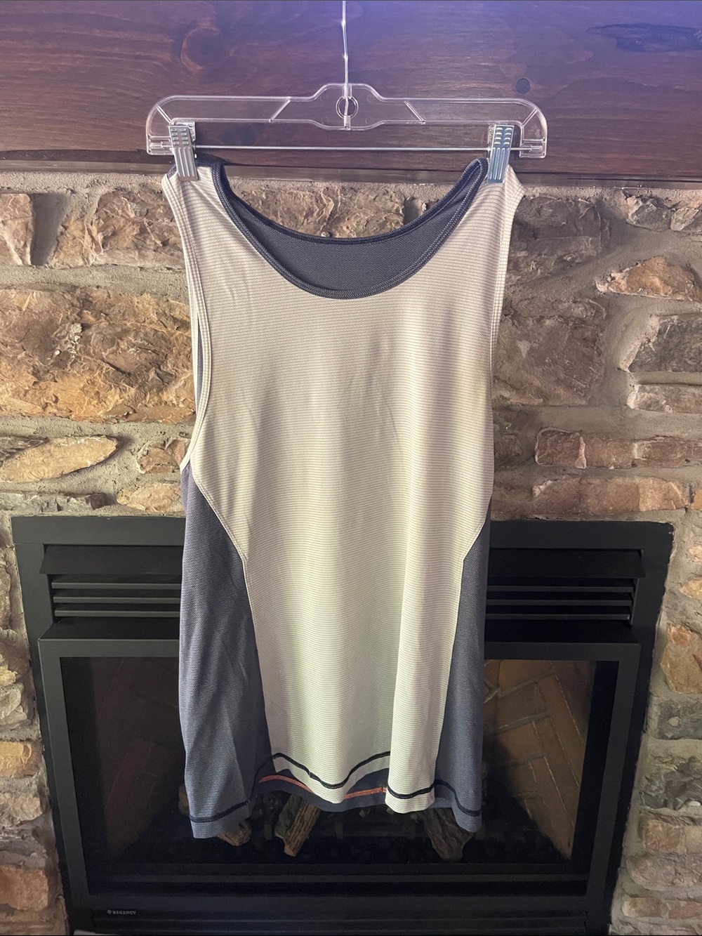 lululemon Gray Mesh-Texture Athletic Tank with White Trim